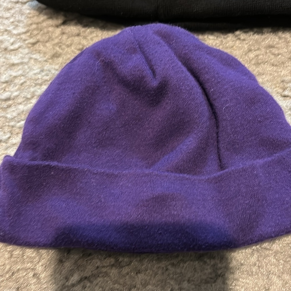Baltimore Ravens Football Baby Hat- purple and other plain black baby hat- - Picture 4 of 7